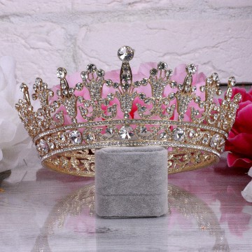 Корона «Queen» gold со стразами Swarovski