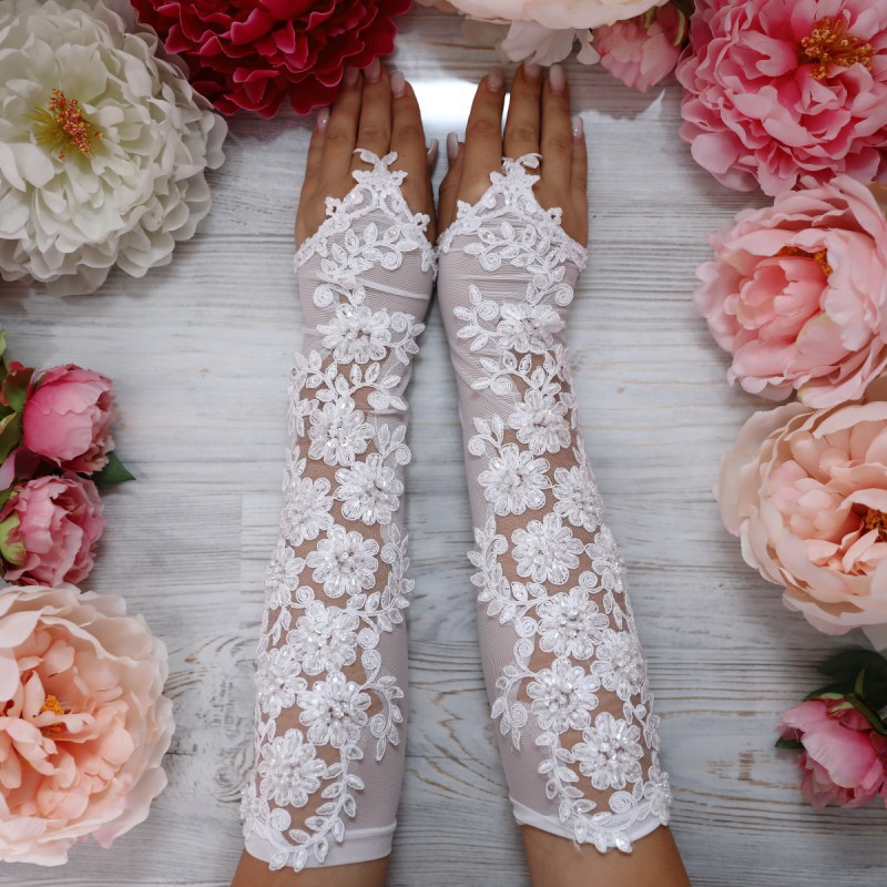 Цветочные перчатки для невесты "Dress"