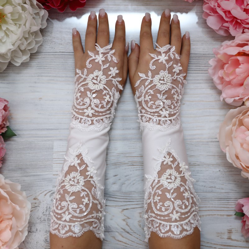 Роскошные свадебные перчатки "Strass"