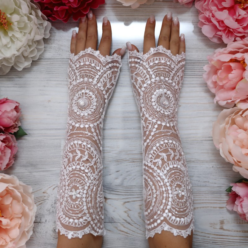 Свадебные перчатки для невесты "С узорами"
