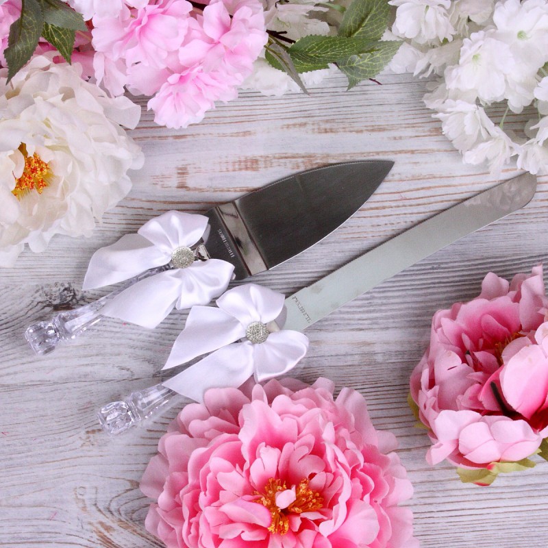 Нож и лопатка для разрезания торта "Белоснежные"