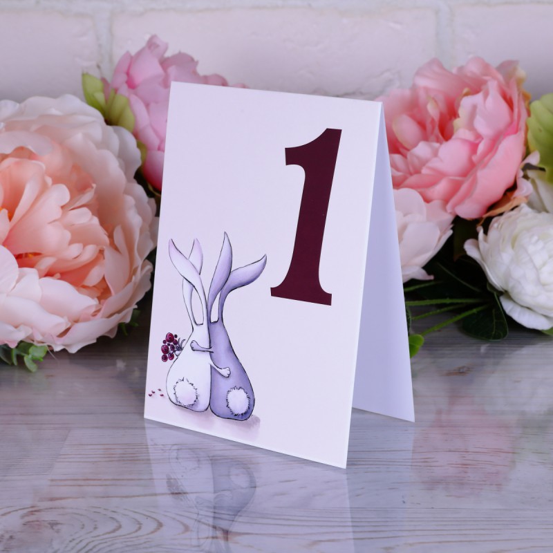 Номера на столы для свадьбы «Зайчишки»