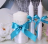 Оформление свечей для бирюзовой свадьбы