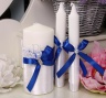 Свадебные свечи с оформлением в цвете индиго