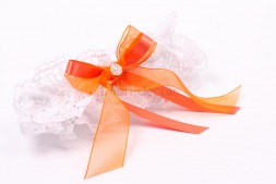 Подвязка невесты - оранжевый бант