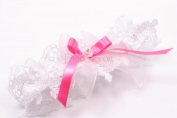 Подвязка невесты - ярко розовый бант