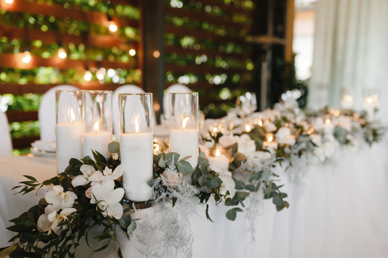 Украшение свадебного стола со свечами