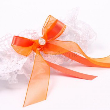 Подвязка невесты - оранжевый бант