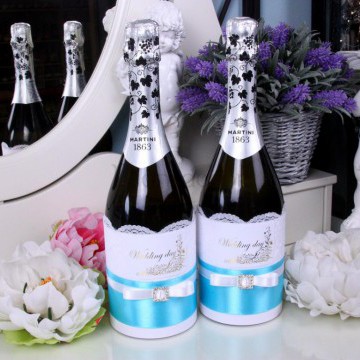 Комплект на свадебное шампанское «Tiffany&Co»