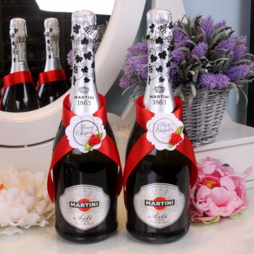 Комплект лент на шампанское «Красный»