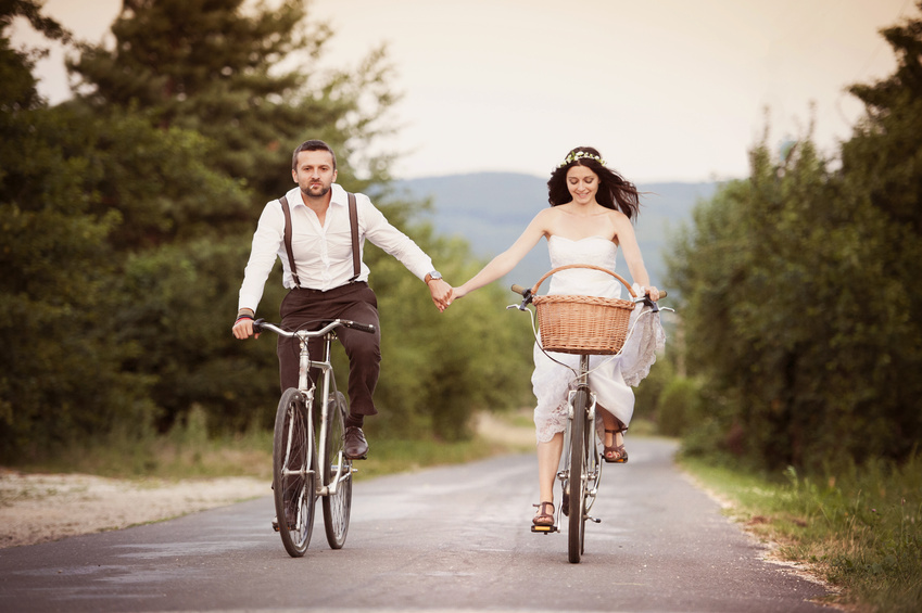 Варианты тематической свадьбы -  на велосипедах