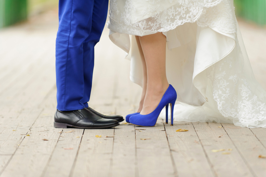 Свадебные туфли синего цвета