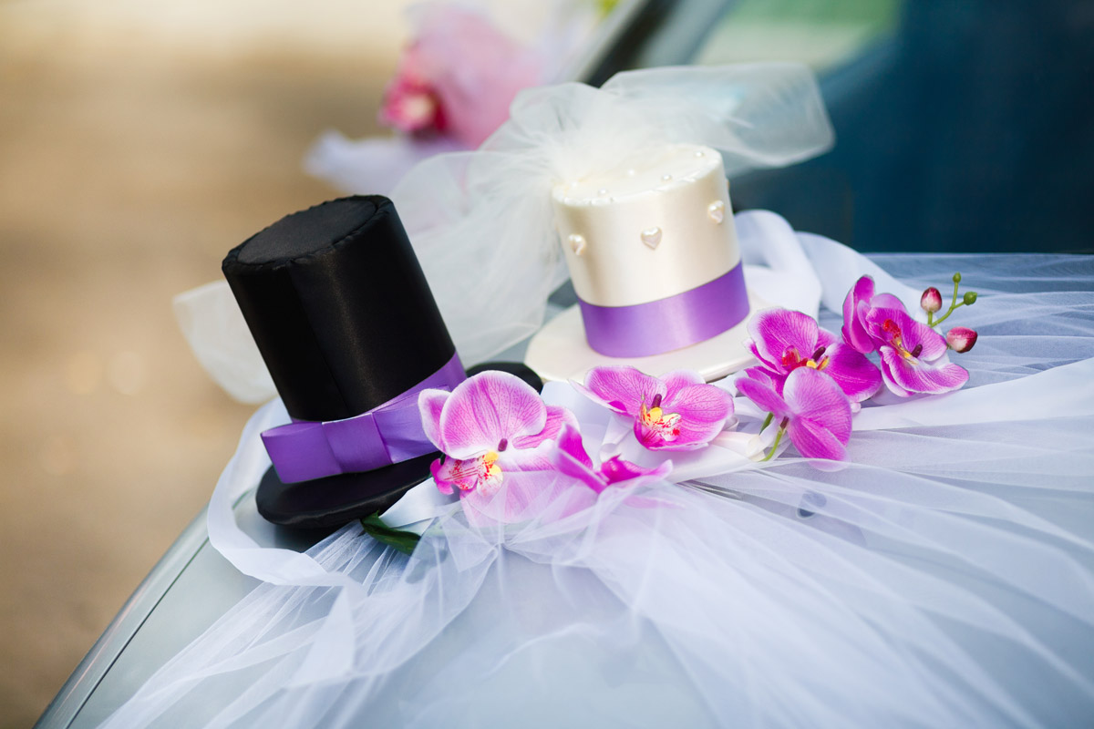 Аксессуары для оформления свадебных машин - шляпки
