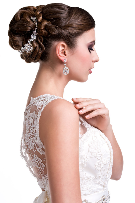 Свадебные украшения для волос - гребень со стразами и серьги